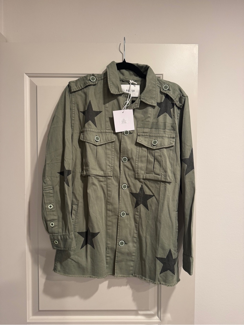 Star-Print Utility Jacket - Olive Green
